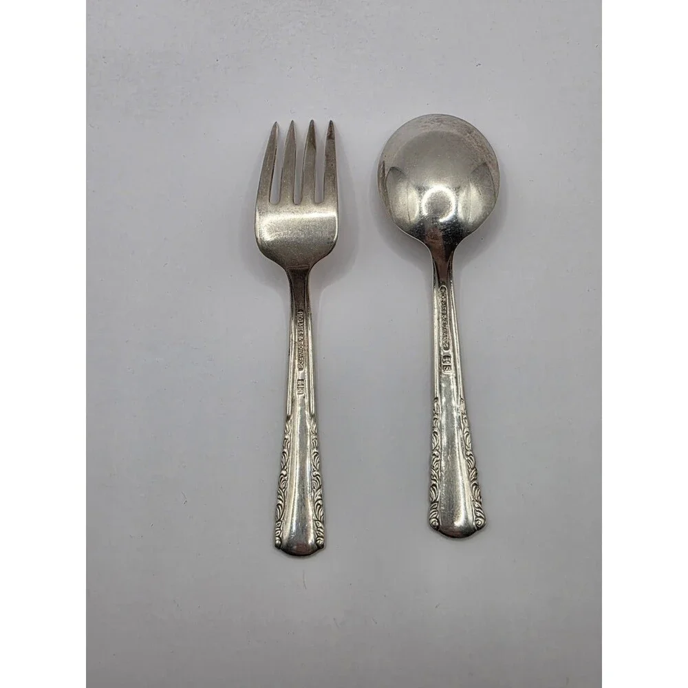 Holmes & Edwards Baby Fork and Spoon Vintage Marked IS